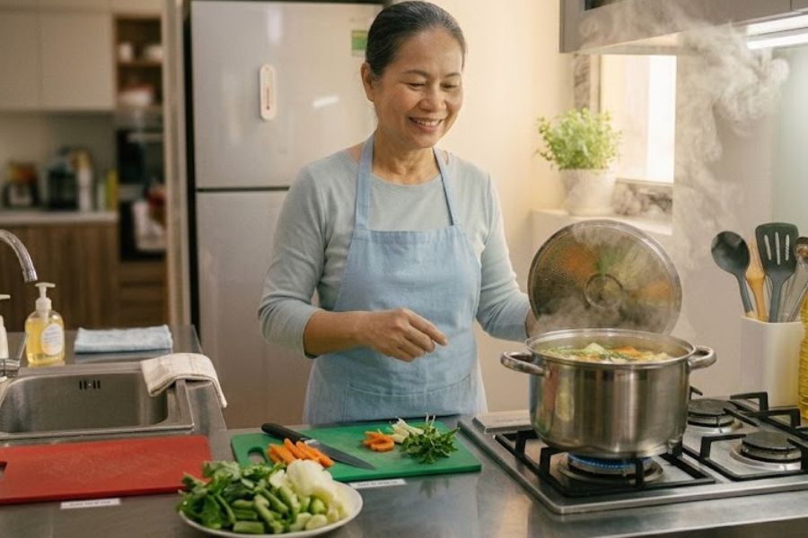 Thực hiện ăn chín uống sôi và chia riêng bộ dụng cụ ăn uống giúp bảo vệ cả gia đình khi sống chung với người nhiễm HP