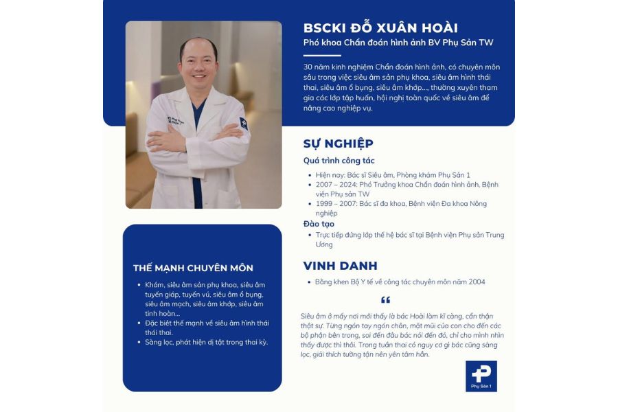 BSCKI Đỗ Xuân Hoài có hơn 30 năm kinh nghiệm trong lĩnh vực Chẩn đoán hình ảnh sản phụ khoa