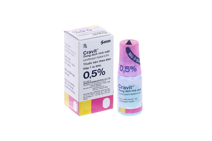 Thuốc nhỏ mắt chuyên khoa Cravit (Santen - Nhật Bản) chỉ định cho các trường hợp nhiễm trùng mắt mức độ trung bình đến nặng