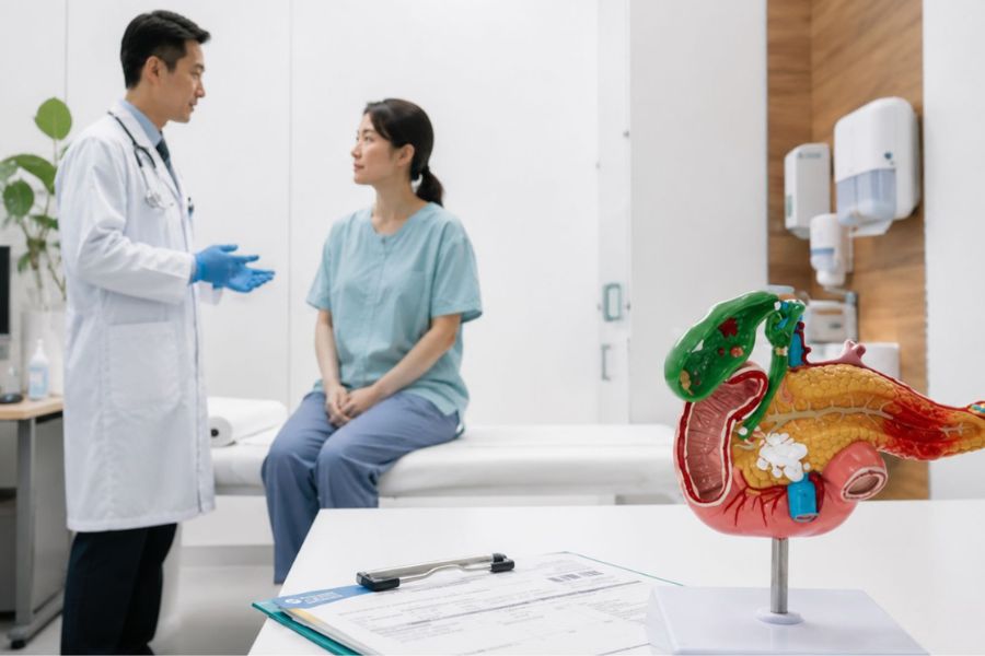 Viêm tụy cấp được chẩn đoán qua thăm khám, xét nghiệm và hình ảnh; điều trị tùy mức độ bệnh và nguyên nhân